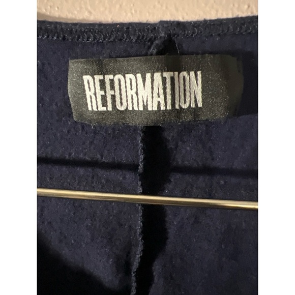 Reformation Blue Fitted Crop Top Short Sleeve - Picture 3 of 3